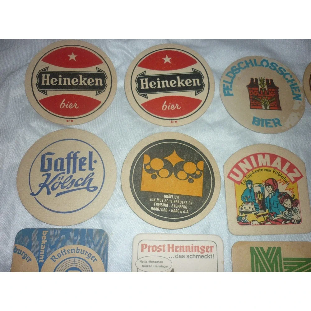 Vintage German Beer Coaster Lot 25pc Heineken Hofbrauhaus Spaten Bar